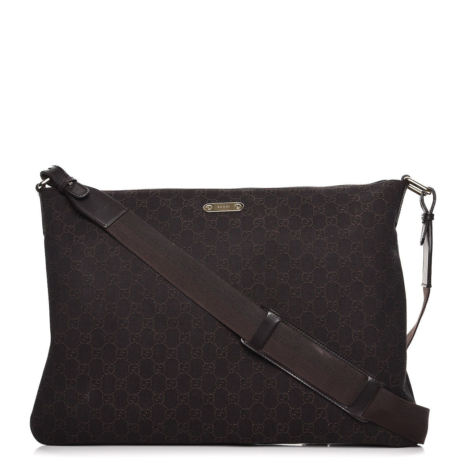 Gucci Denim Monogram Messenger Bag Dark Brown 1 of 10