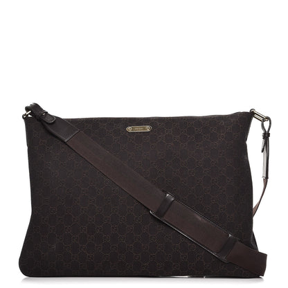Gucci Denim Monogram Messenger Bag Dark Brown 1 of 10