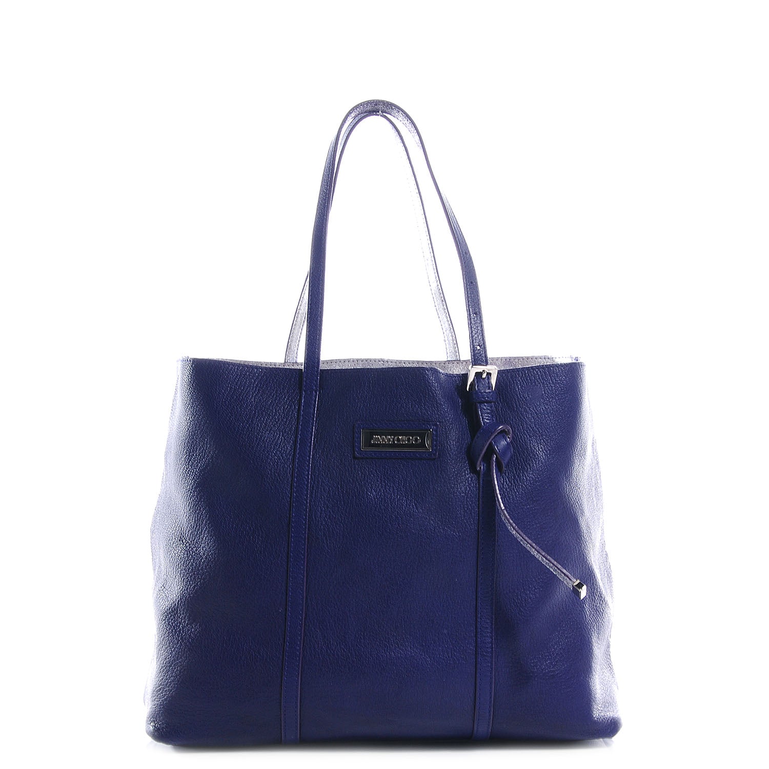 Jimmy Choo Crushed Metallic Leather Sasha Tote Purple Silver 1 of 8