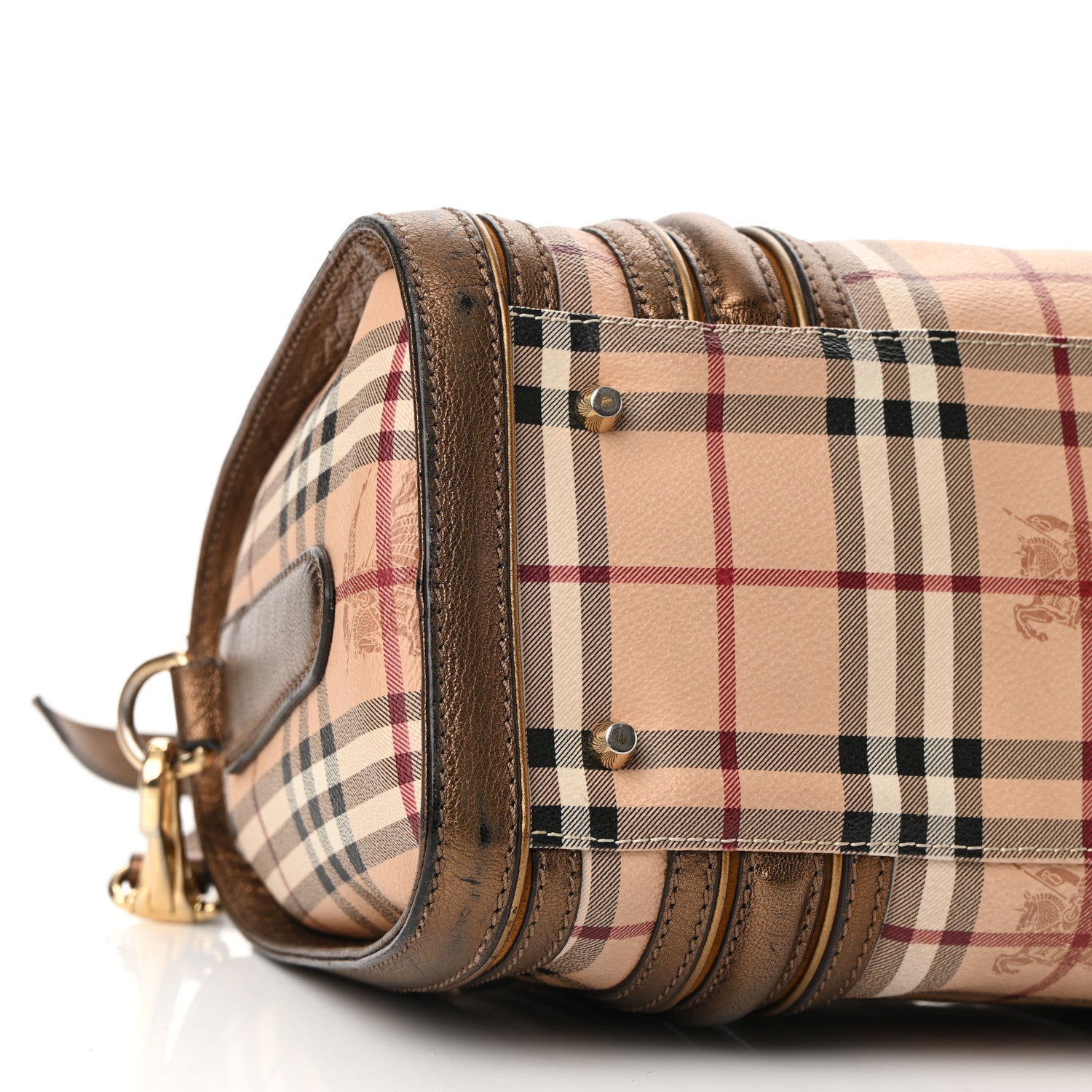 Burberry Haymarket Check Medium Alchester Bowling Bag Bronze 9 of 13