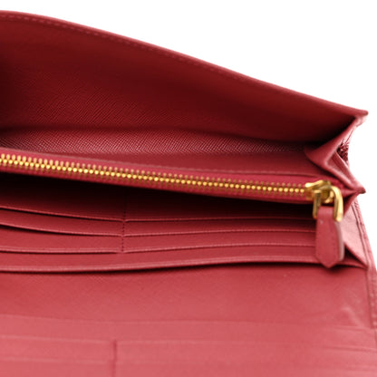 Prada Saffiano Metal Continental Flap Wallet Fragola 5 of 10