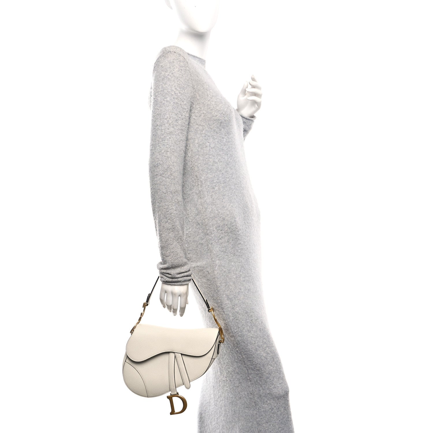 Christian Dior Grained Calfskin Saddle Bag White 2 of 18