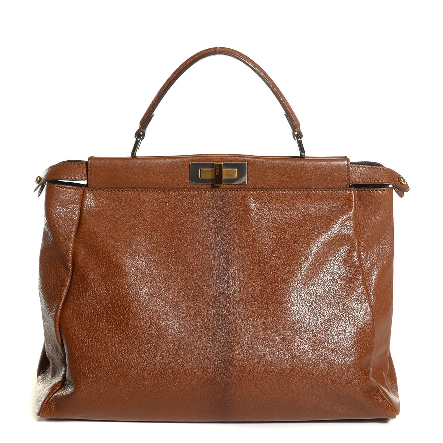 Fendi Goatskin Zucca Large Peekaboo Iconic Satchel Cuoio Tobacco Moro 1 of 8