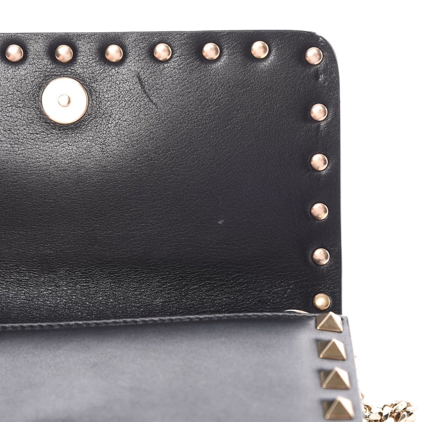Vitello Mini Rockstud Chain Flap Crossbody Bag Black