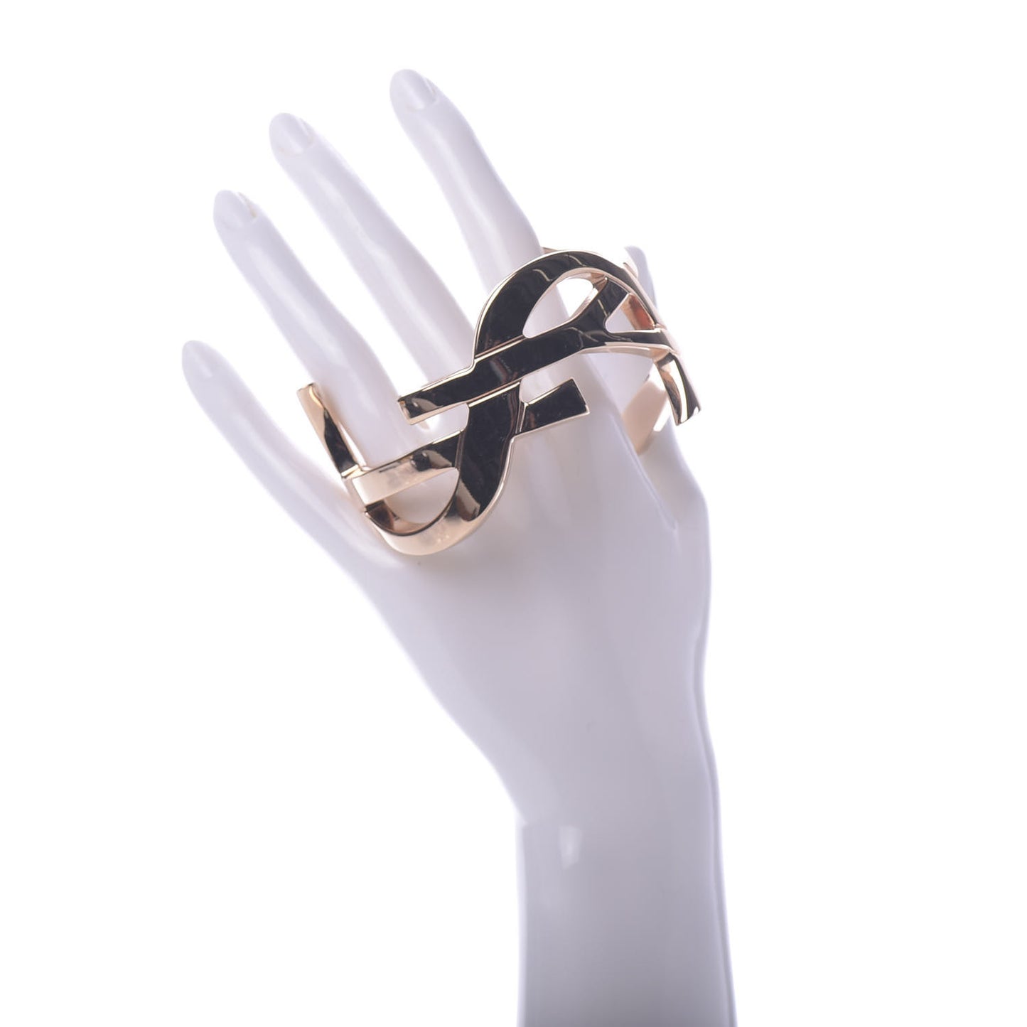 Brass Monogram Large Cuff Bracelet Rose Gold