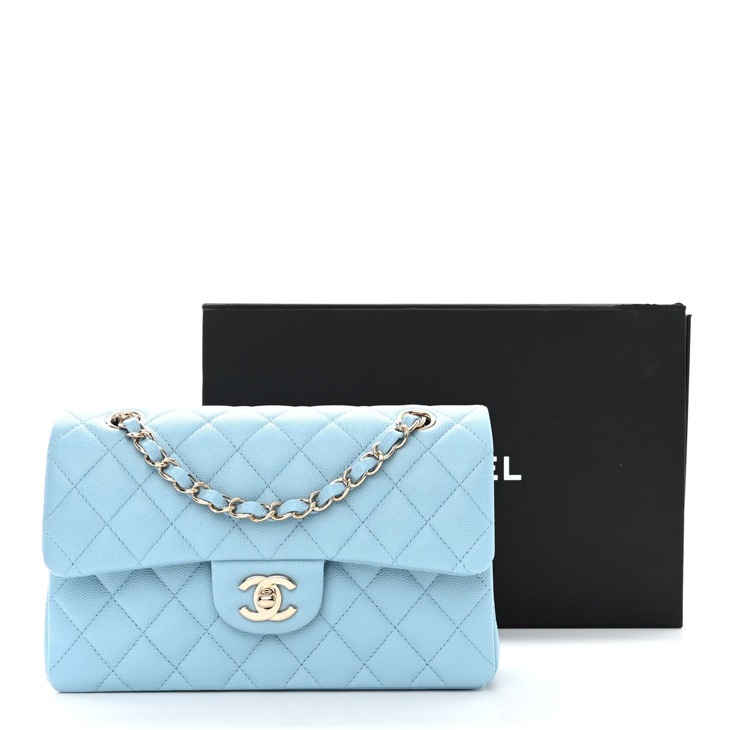 Chanel Caviar Quilted Small Double Flap Light Blue 11 of 11