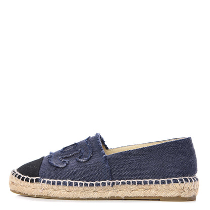 Chanel Denim Toile CC Espadrilles 36 Navy Black 1 of 9