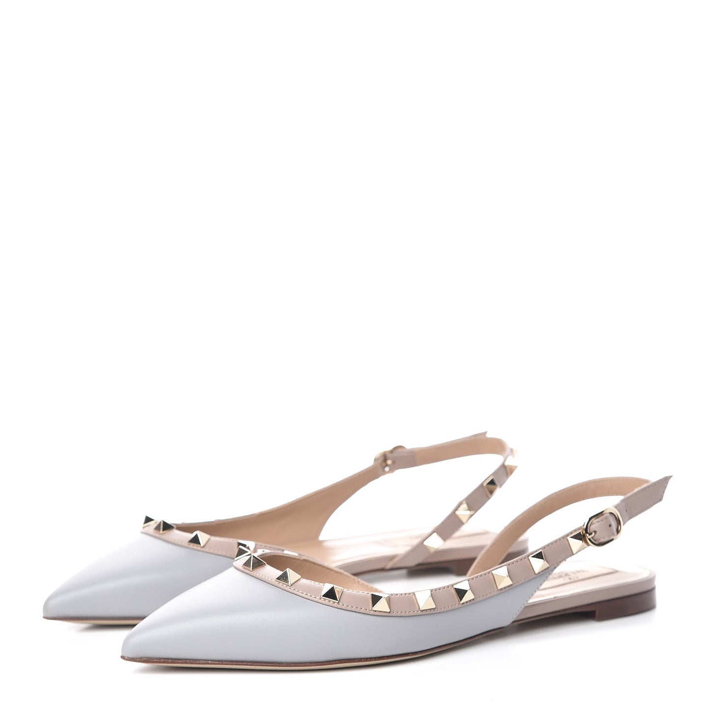 Nappa Rockstud Slingback Flats 36.5 Pastel Grey Poudre