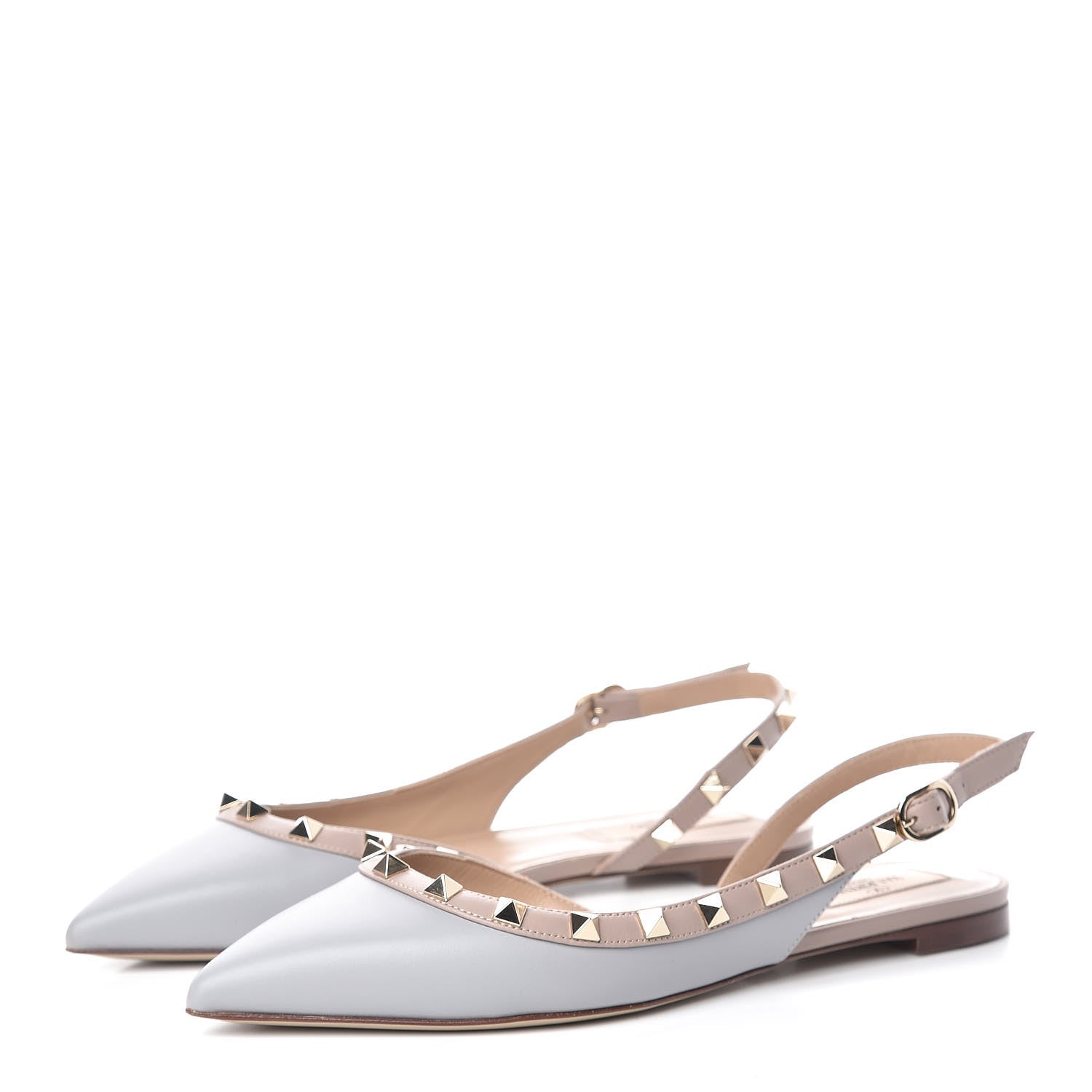 Valentino Garavani Nappa Rockstud Slingback Flats 36.5 Pastel Grey Poudre 3 of 9