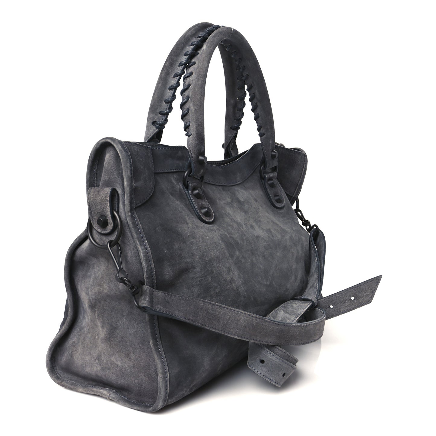 Waxed Suede Calfskin Classic Hardware Medium Le City Storm Grey