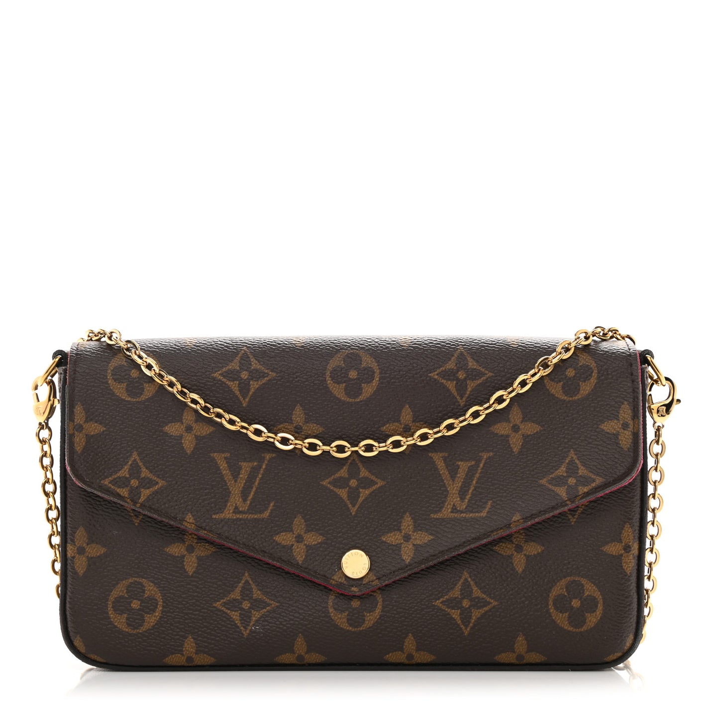 Monogram Pochette Felicie Chain Wallet Fuchsia