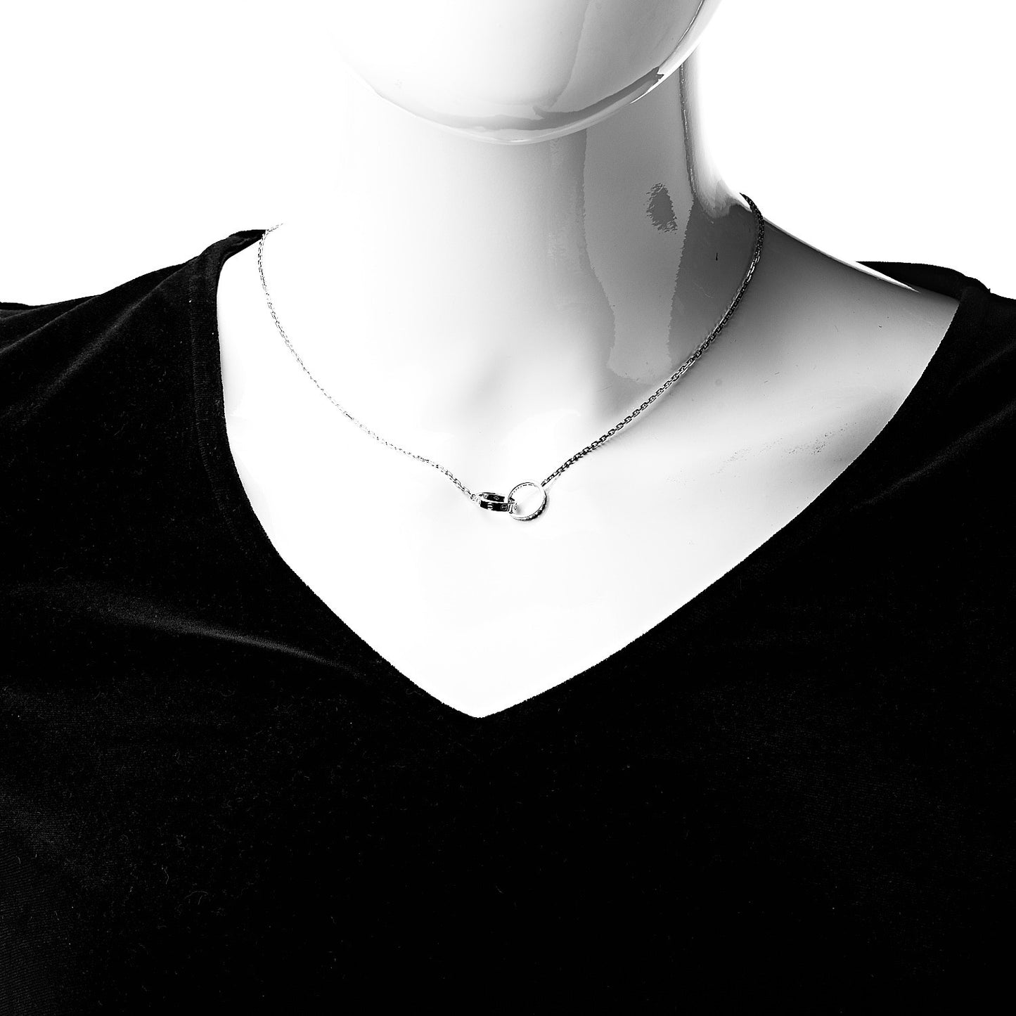 18K White Gold Diamond Interlocking LOVE Necklace