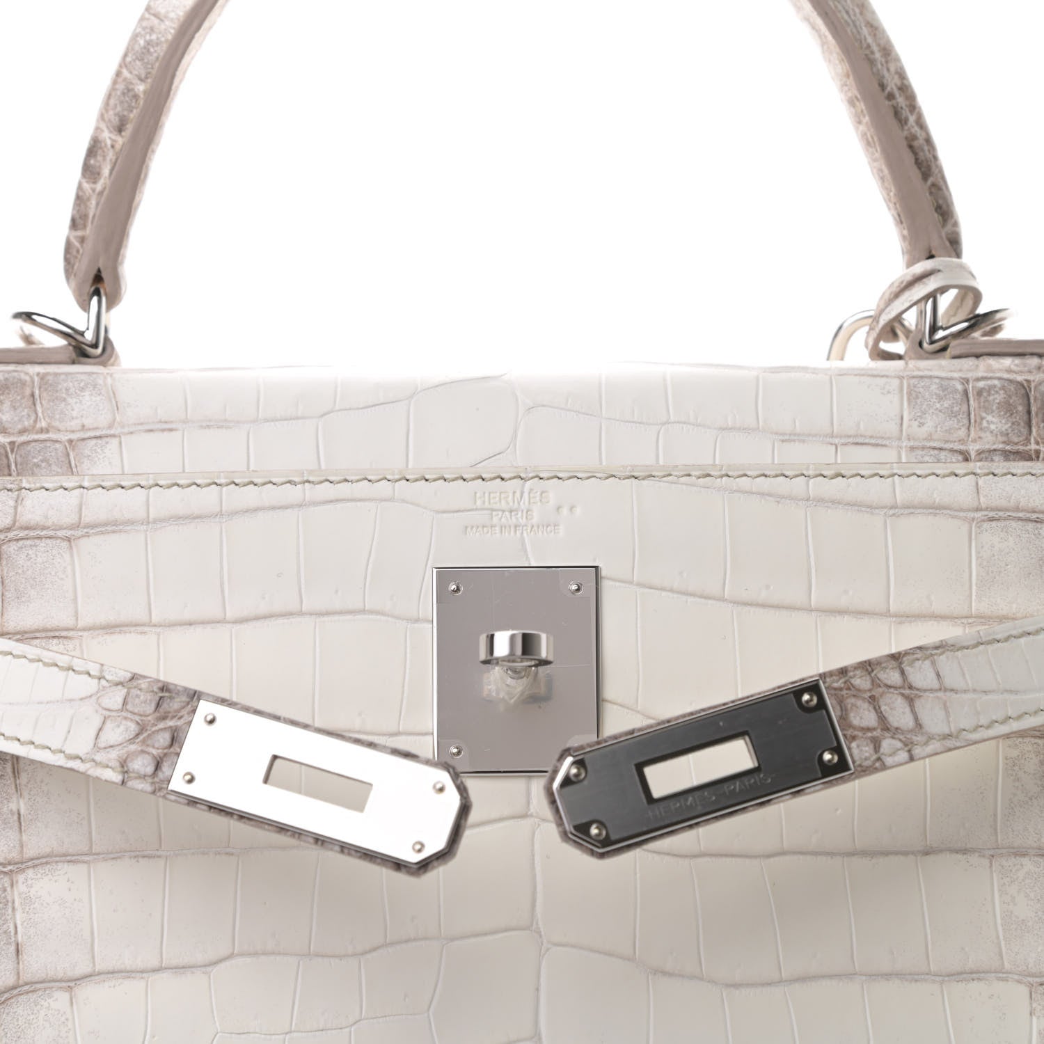 Hermes Matte Niloticus Crocodile Himalaya Kelly Retourne 28 White 8 of 23