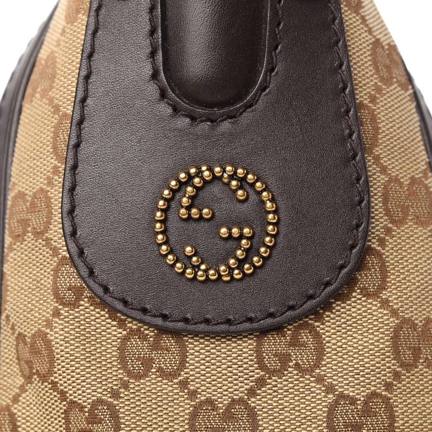 Monogram Small Scarlett Studded Interlocking G Hobo Dark Brown