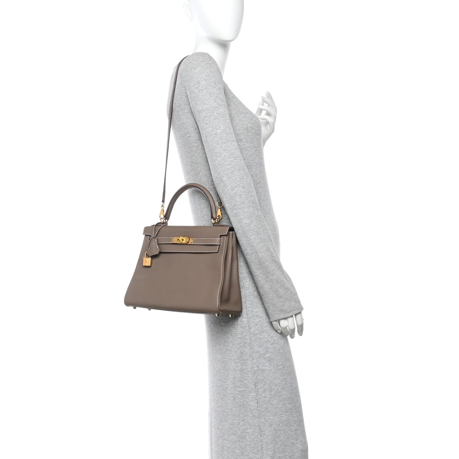 Hermes Togo Kelly Retourne 28 Etoupe 2 of 10