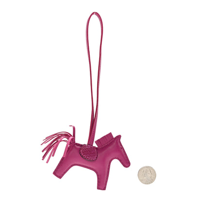 Hermes Milo Lambskin Lizard Touch Grigri Rodeo Horse Bag Charm PM Rose Pourpre 2 of 4