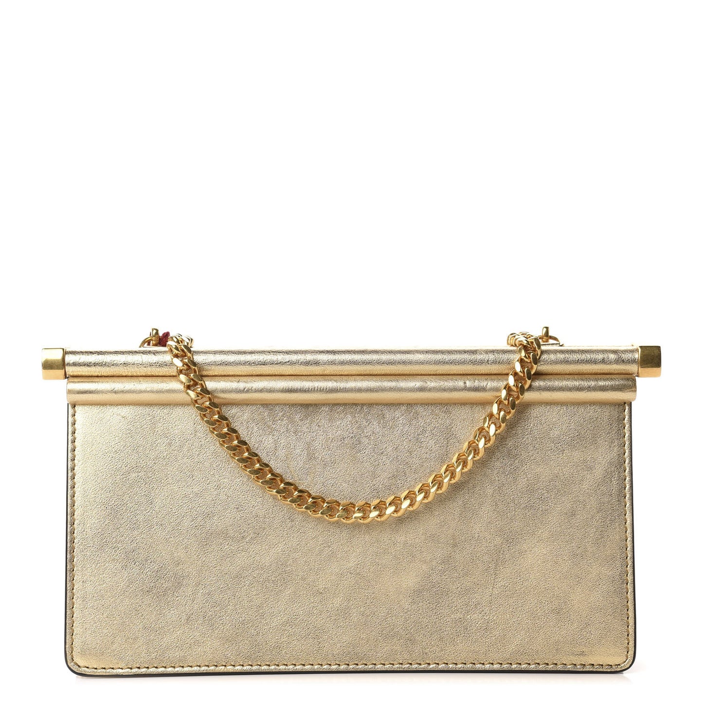 Metallic Calfskin Small Carry Secrets Clutch Dark Gold