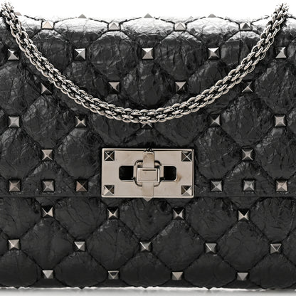 Valentino Garavani Craquele Nappa Rockstud Spike Wallet on Chain Black 7 of 9