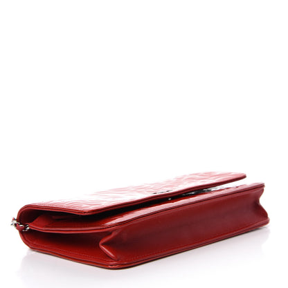 Chanel Patent Camellia Embossed Wallet On Chain WOC Dark Red 4 of 12