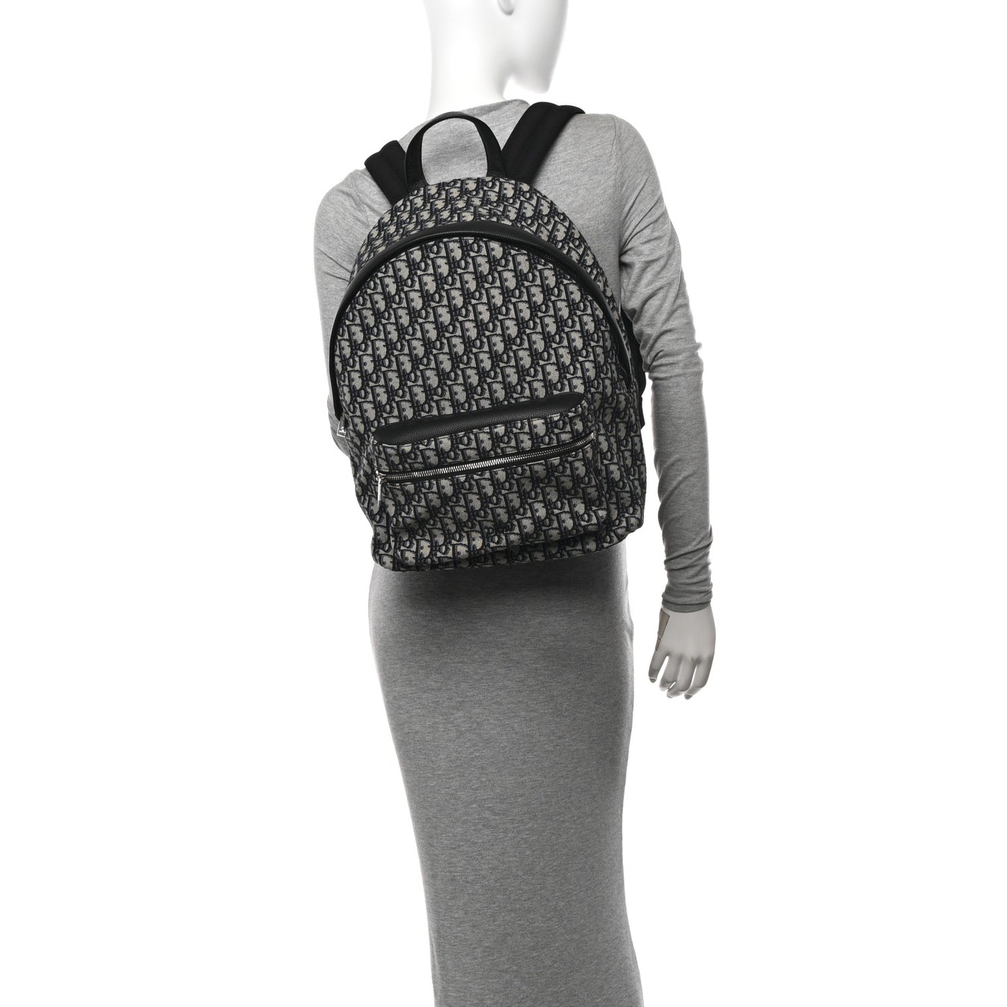 Oblique Calfskin Rider Backpack Beige Black