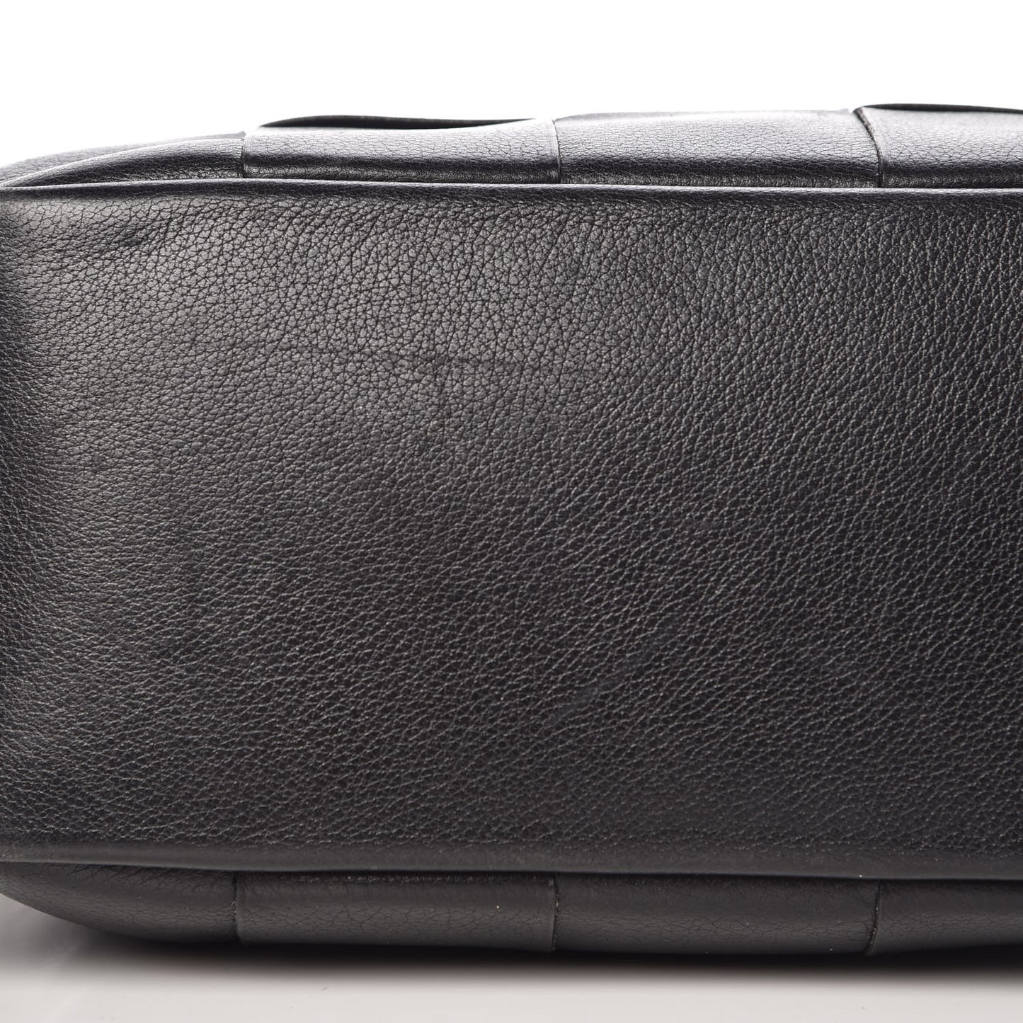Grained Calfskin Woven Shoulder Bag Black