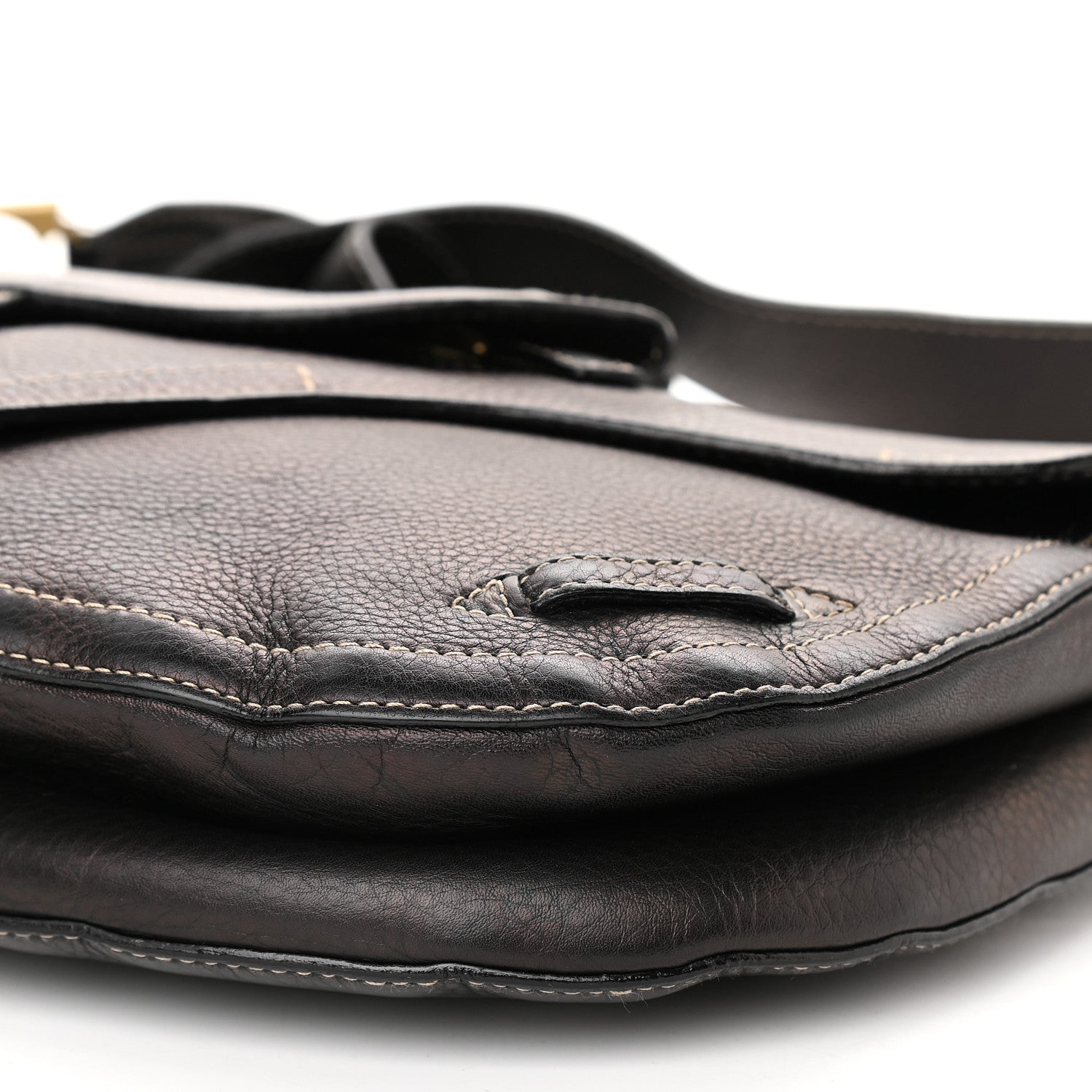 Christian Dior Metallic Calfskin Baudrier Saddle Bag Brown 9 of 13