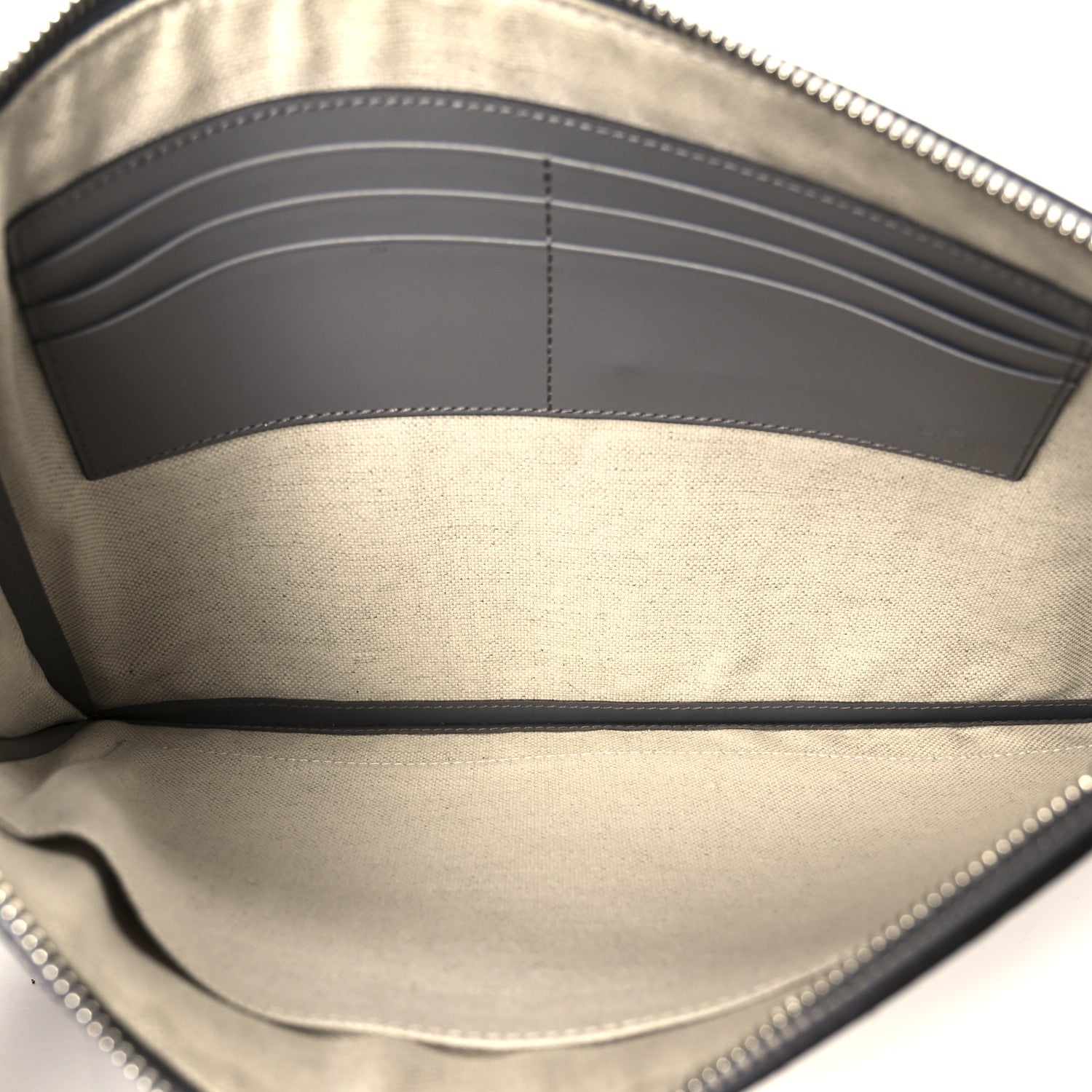 Gucci Calfskin GG Tennis Embossed Wristlet Pouch Grey 5 of 8