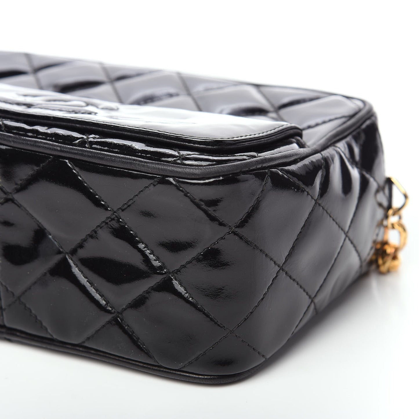 Patent Quilted Tassel Camera Case Black