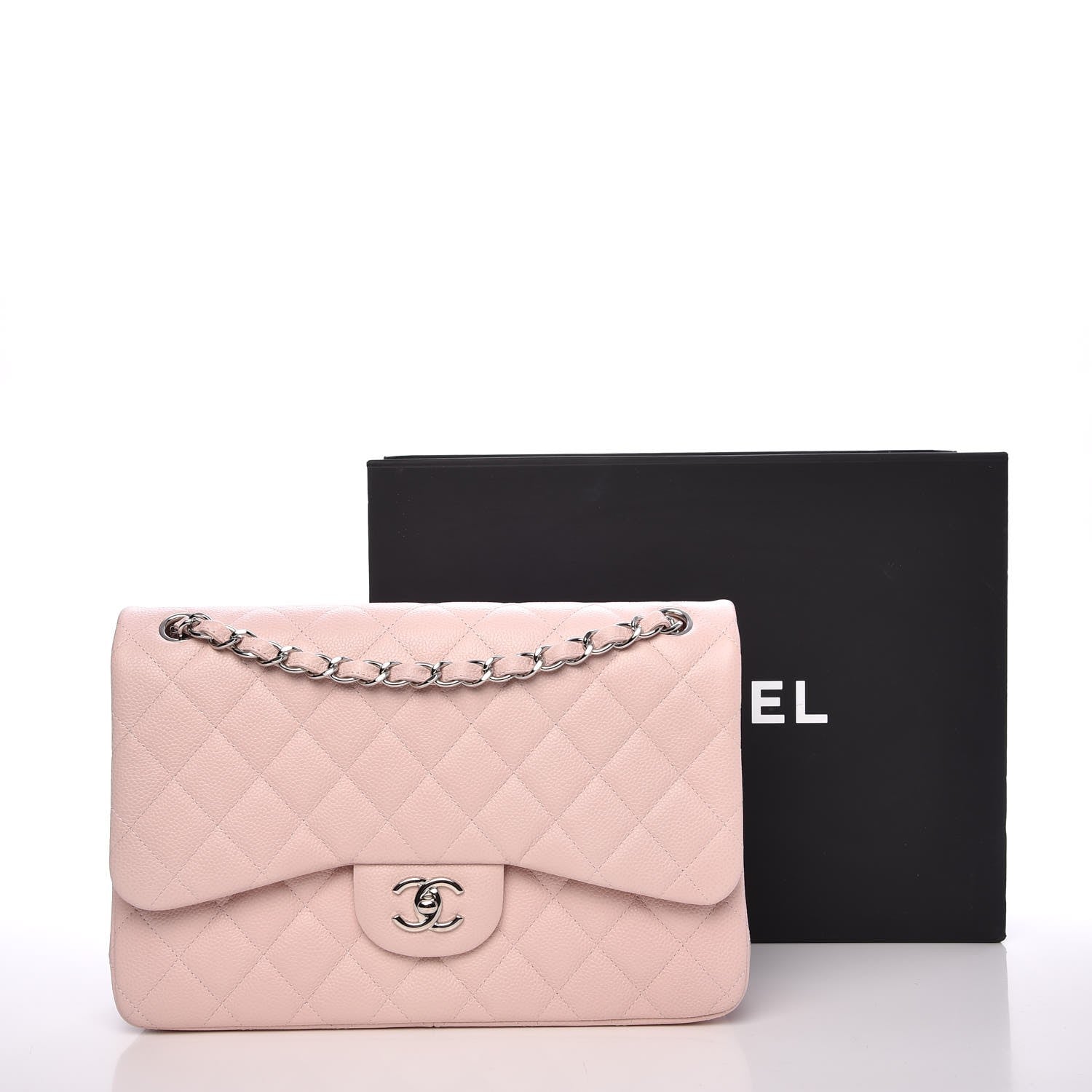 Chanel Caviar Quilted Jumbo Double Flap Light Pink 8 of 8