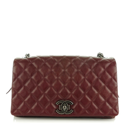 Chanel Metallic Goatskin Quilted Large City Rock Flap Burgundy 1 of 7