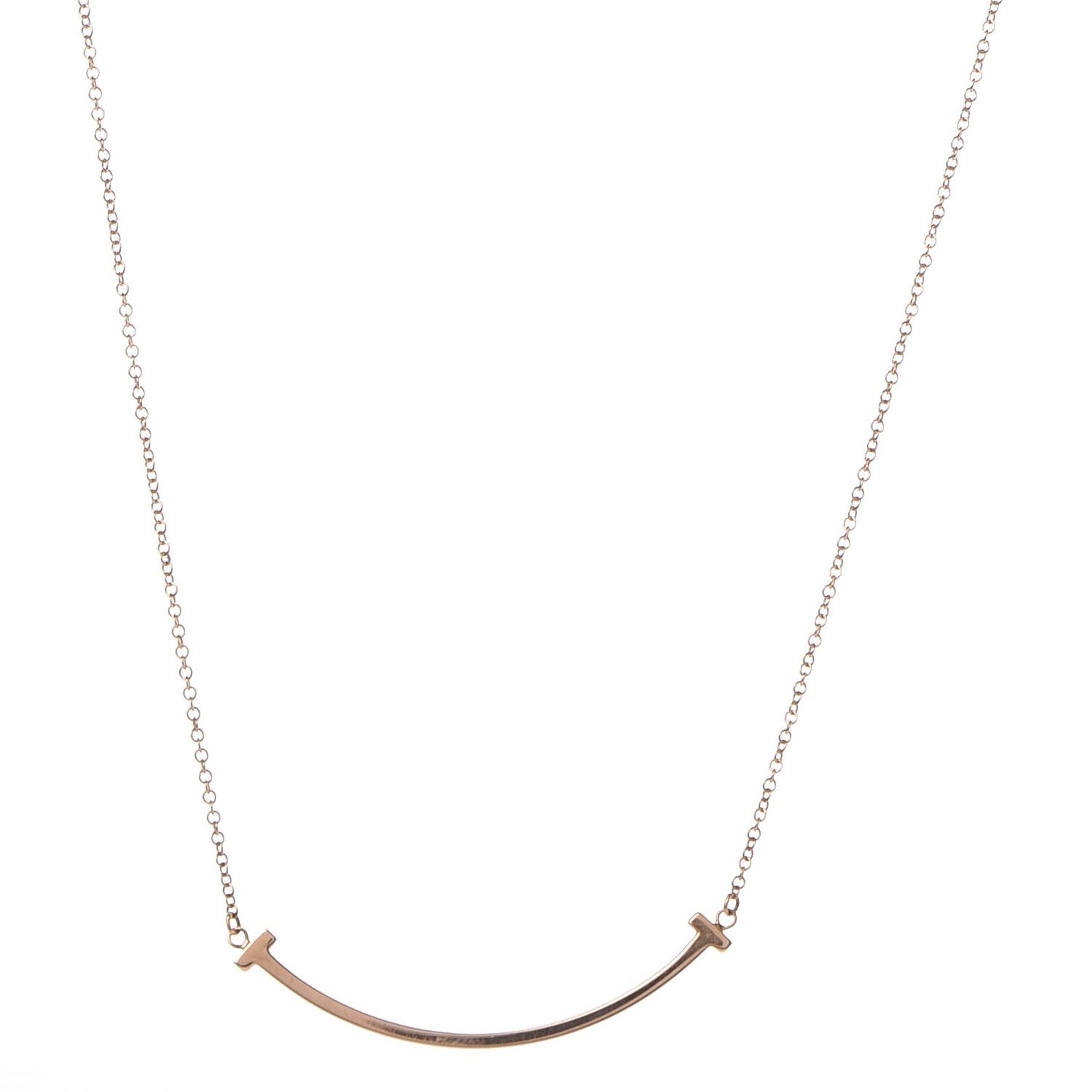 18K Rose Gold Small T Smile Pendant Necklace