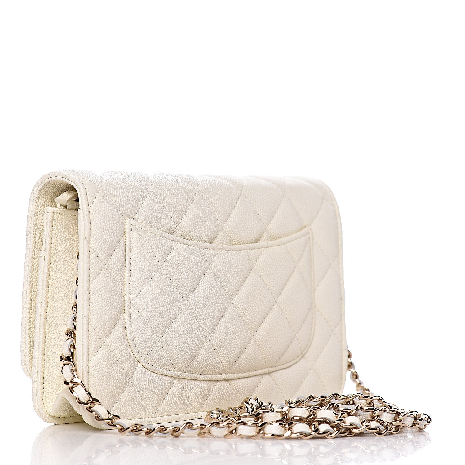 Chanel Caviar Quilted Wallet On Chain WOC White 3 of 12