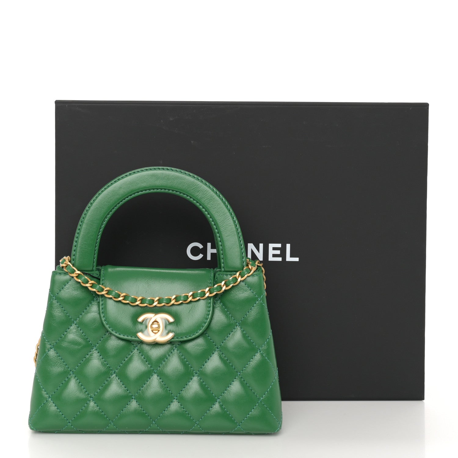 Chanel Shiny Aged Calfskin Quilted Nano Kelly Shopper Green 11 of 11