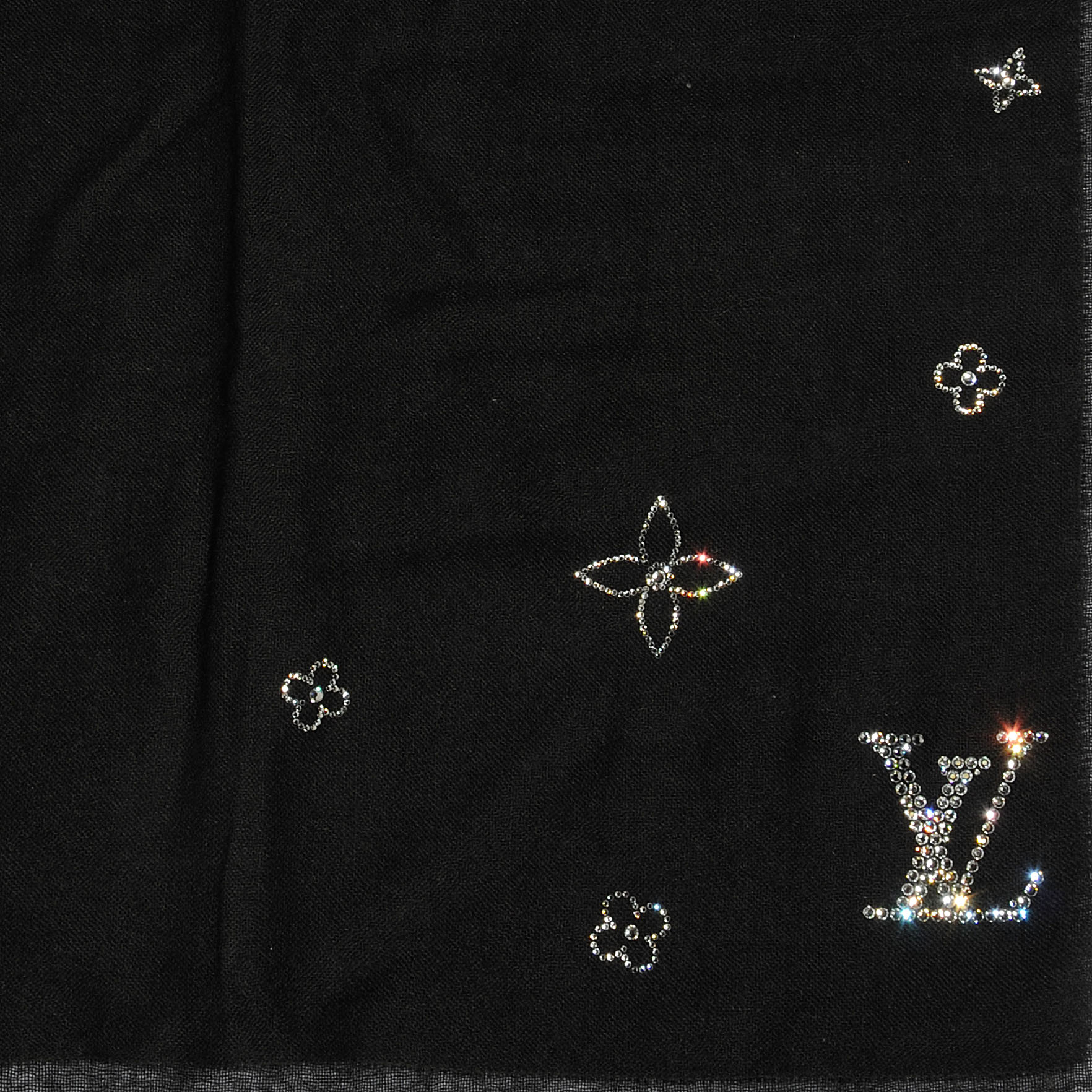 Louis Vuitton Cashmere Swarovski Crystal Monte Carlo Stole Black 1 of 4
