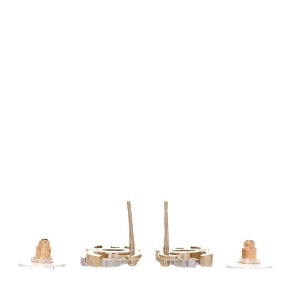 Chanel Crystal Double CC Earrings Gold Silver 3 of 5