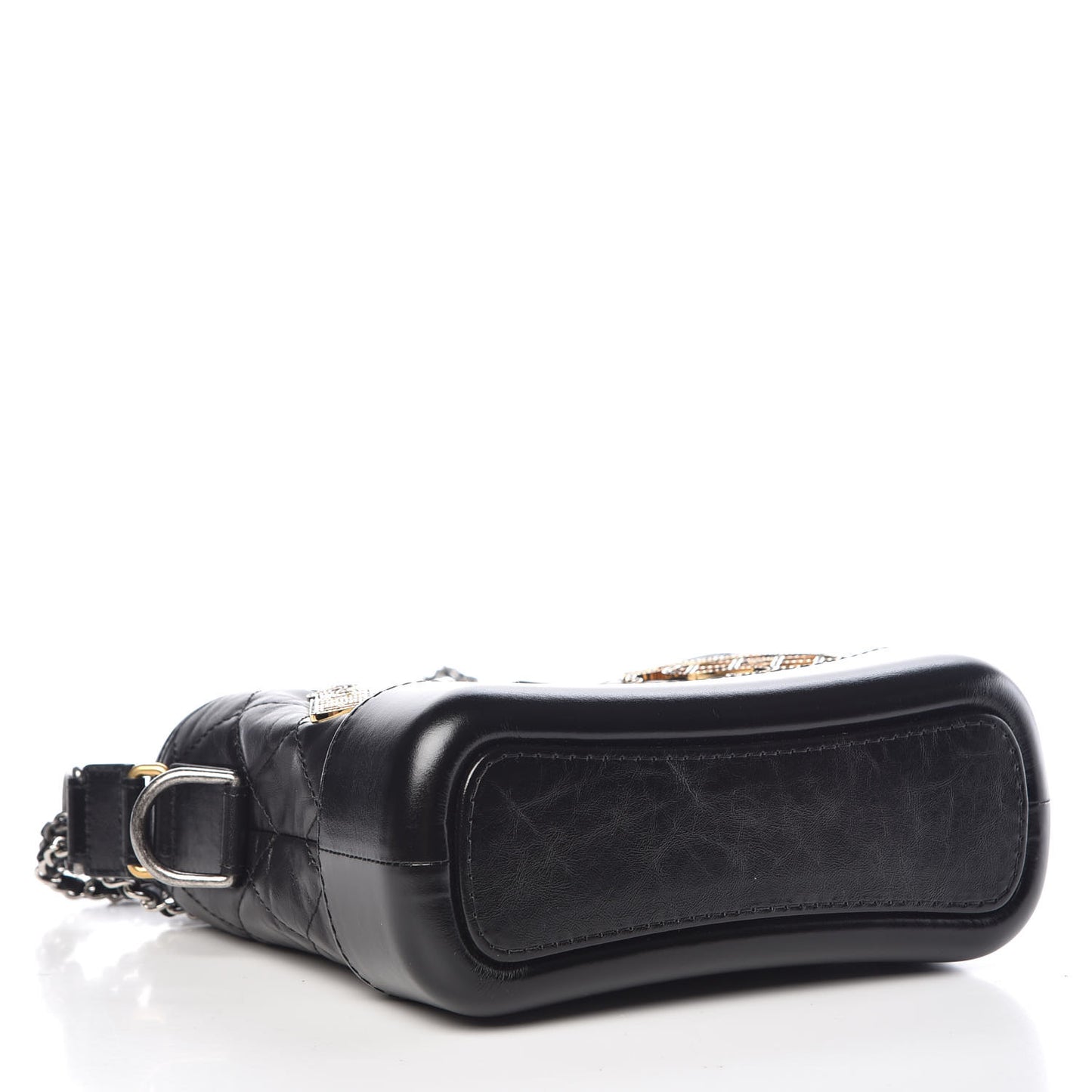 Aged Calfskin Quilted Charms Small Gabrielle Hobo Black