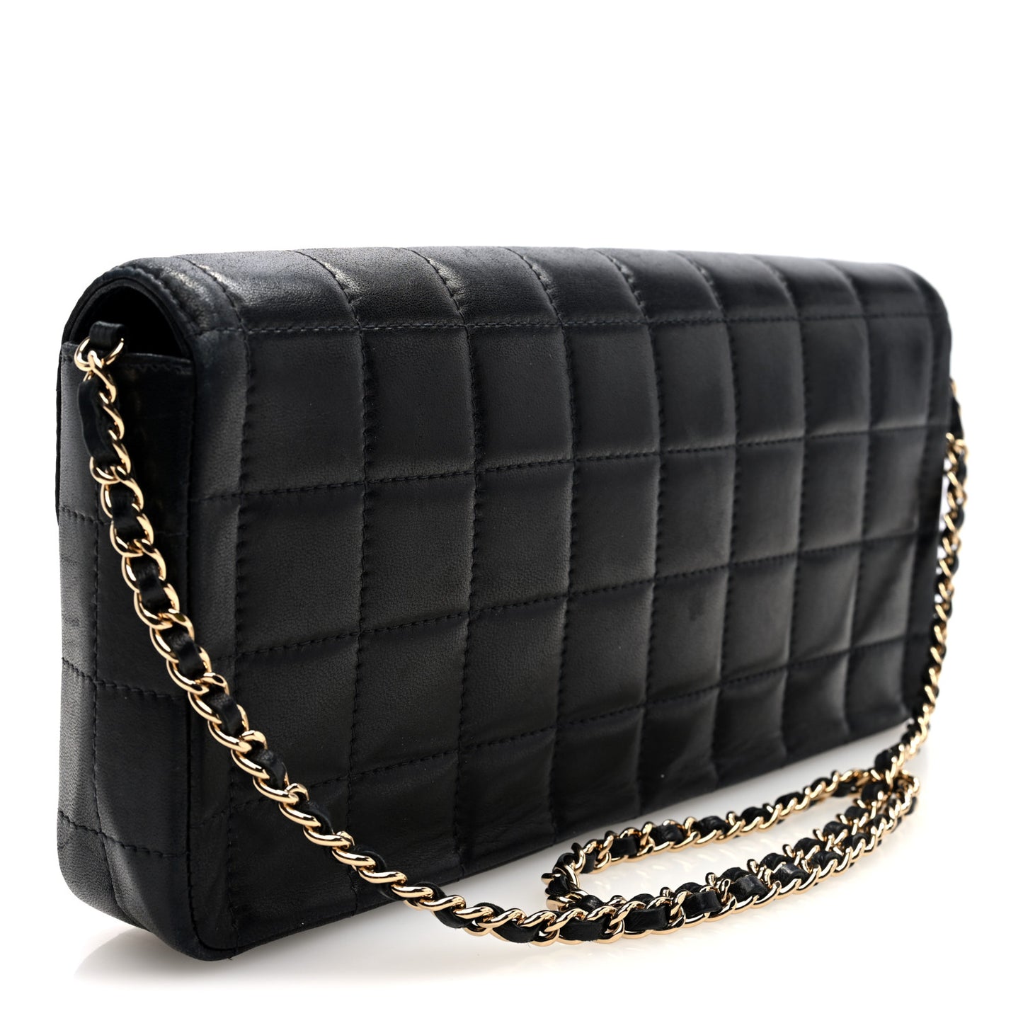 Lambskin East West Chocolate Bar Flap Black