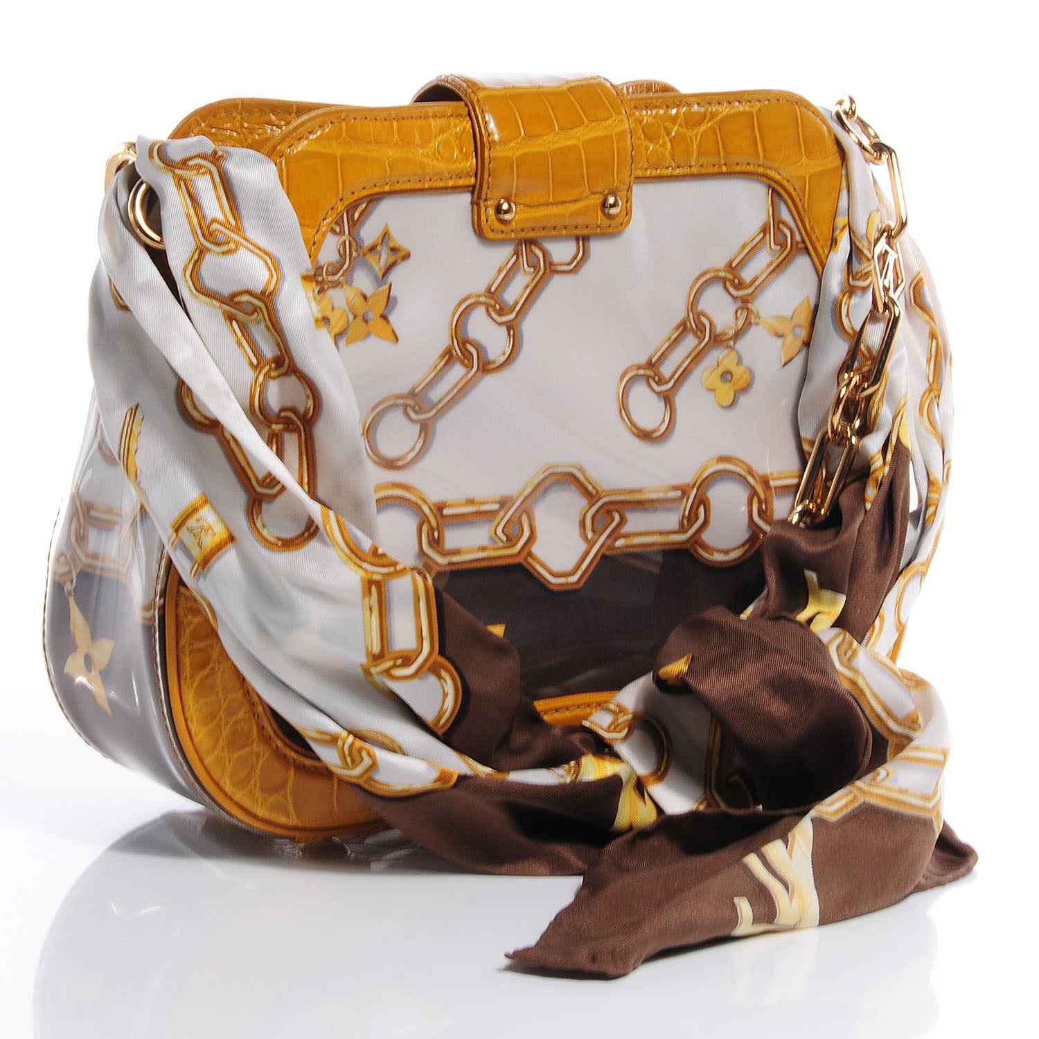 Louis Vuitton Alligator Monogram Charms Linda Scarf Bag Taupe 3 of 9
