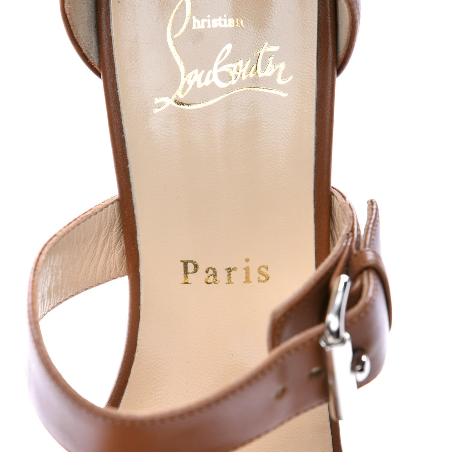 Nappa Open Toe Buckle 85 Sandals 38.5 Safari
