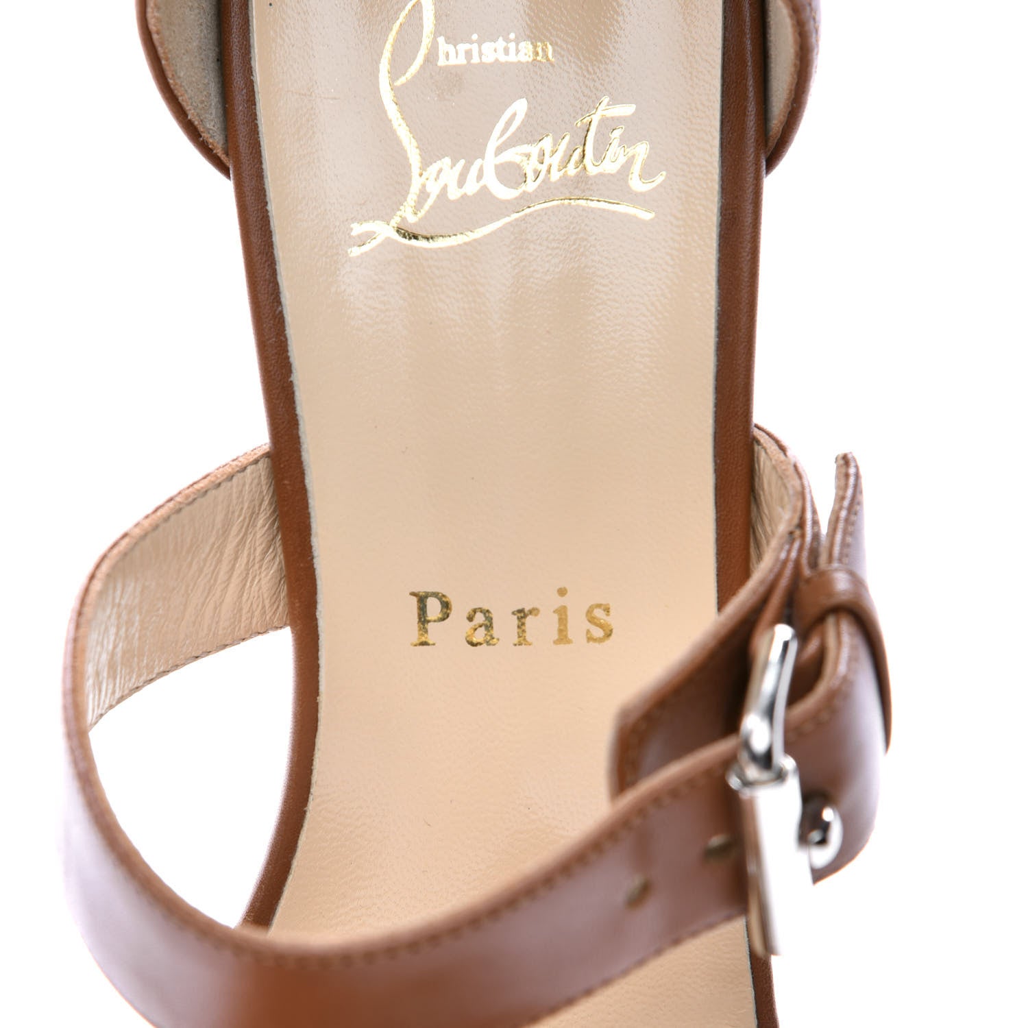 Christian Louboutin Nappa Open Toe Buckle 85 Sandals 38.5 Safari 9 of 9
