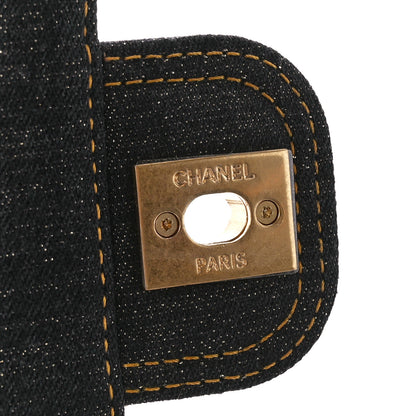 Chanel Denim Quilted Double You Mini Flap Black Golden 7 of 11