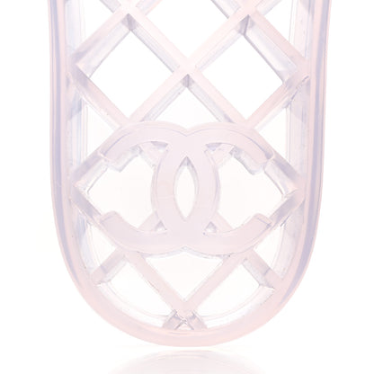 Chanel PVC Transparent CC Flat Slide Sandals 39 White 6 of 10