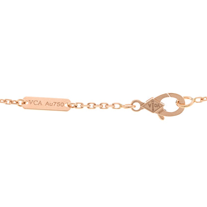 Van Cleef & Arpels 18K Rose Gold Diamond Pink Mother of Pearl Vintage Alhambra Pendant Necklace 4 of 6