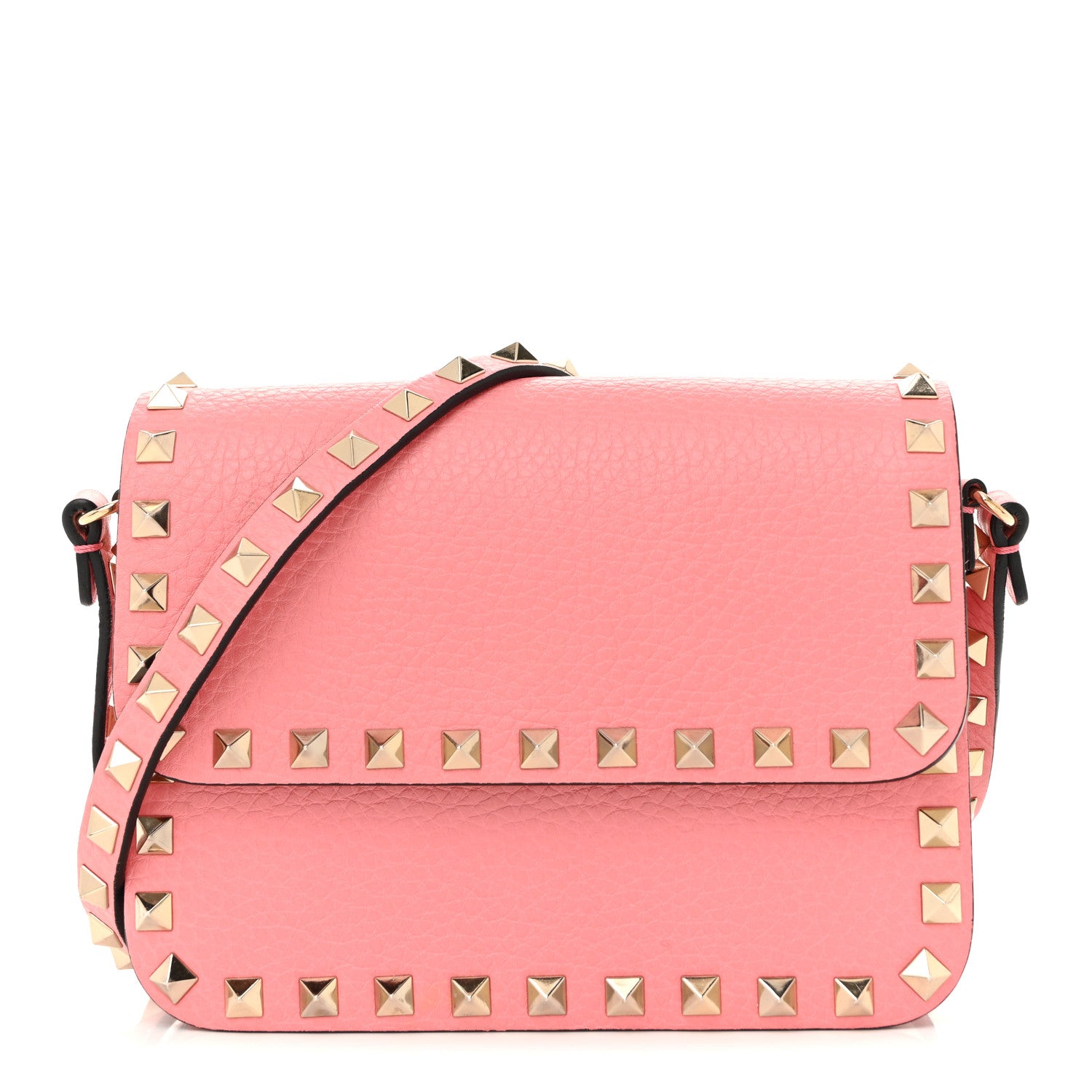 Valentino Garavani Pebbled Calfskin Rockstud Flap Crossbody Bag Paradise Rose 1 of 11