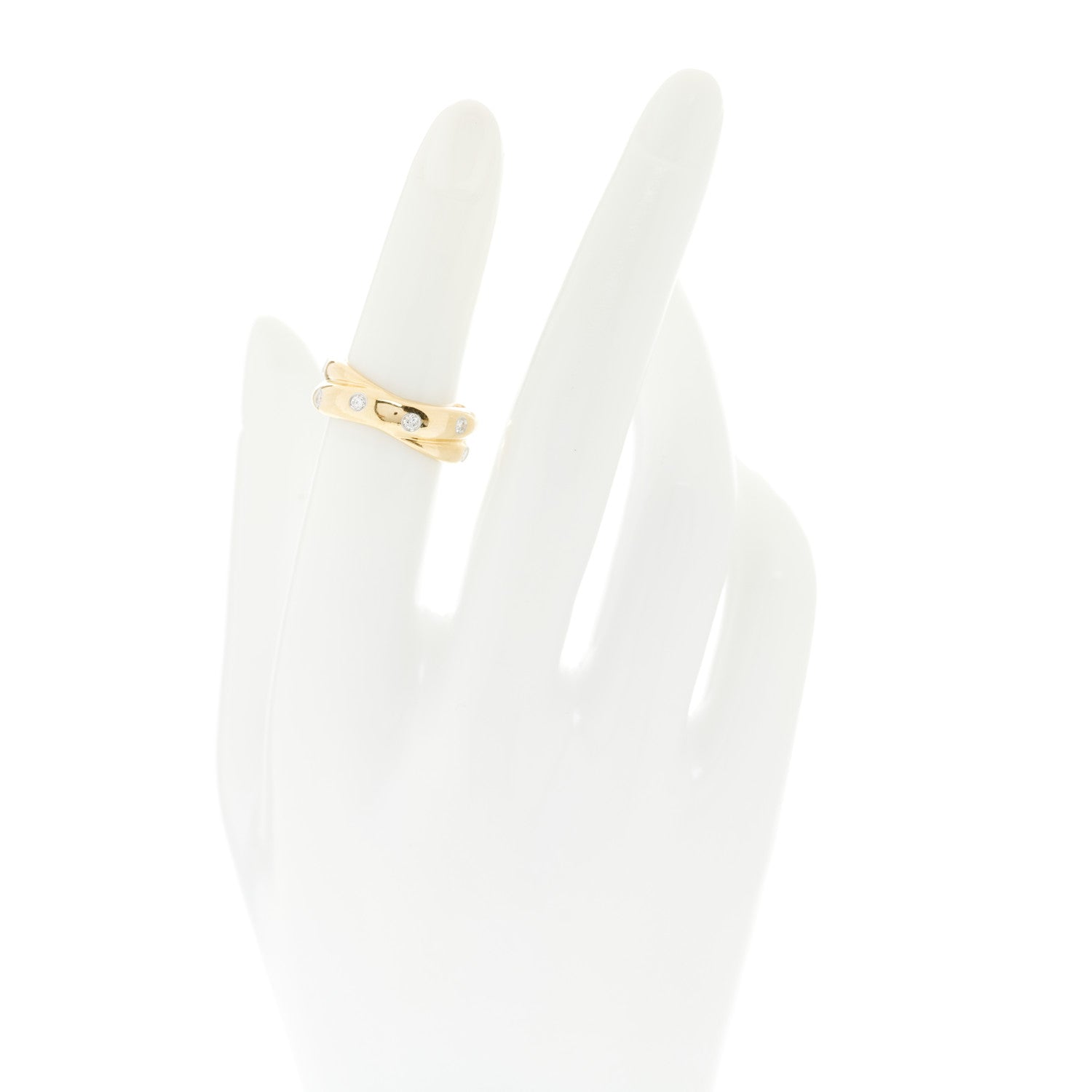 Tiffany 18K Yellow Gold Platinum Diamond Etoile Twist Band Ring 50 5.5 2 of 6