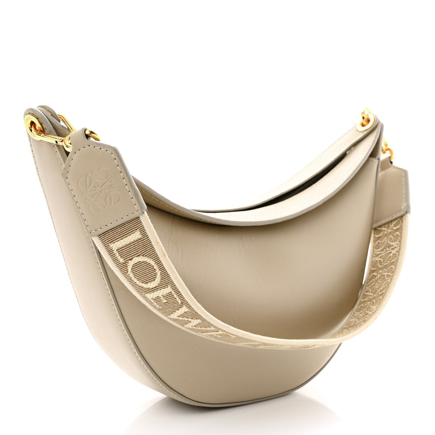 Satin Calfskin Jacquard Small Luna Bag Oat