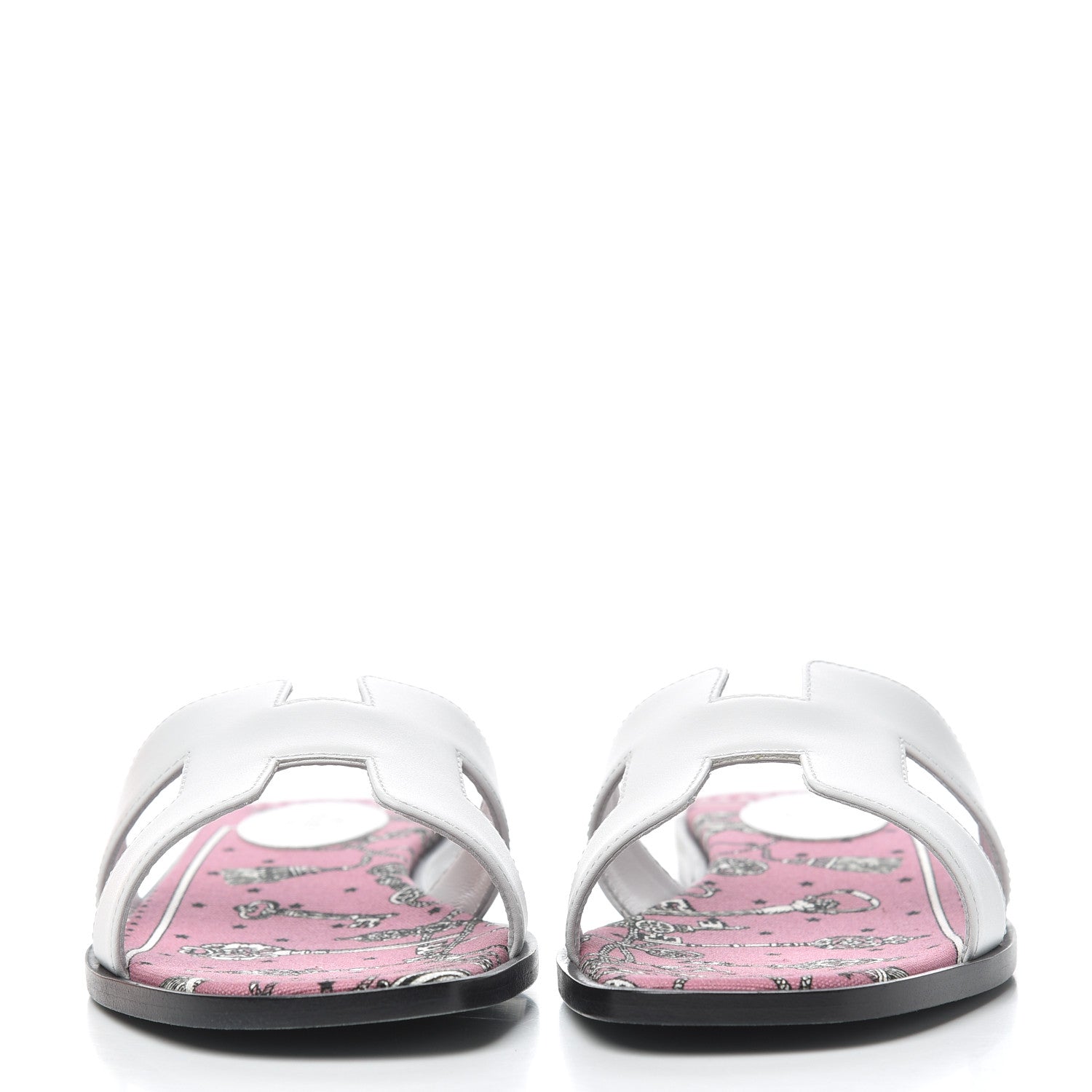 Hermes Box Calfskin Bois De Rose Oran Sandals 38.5 White 2 of 9