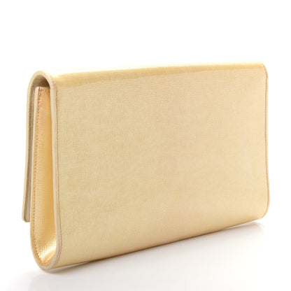 Saint Laurent Metallic Textured Calfskin Monogram Large Belle De Jour Clutch Gold 3 of 13