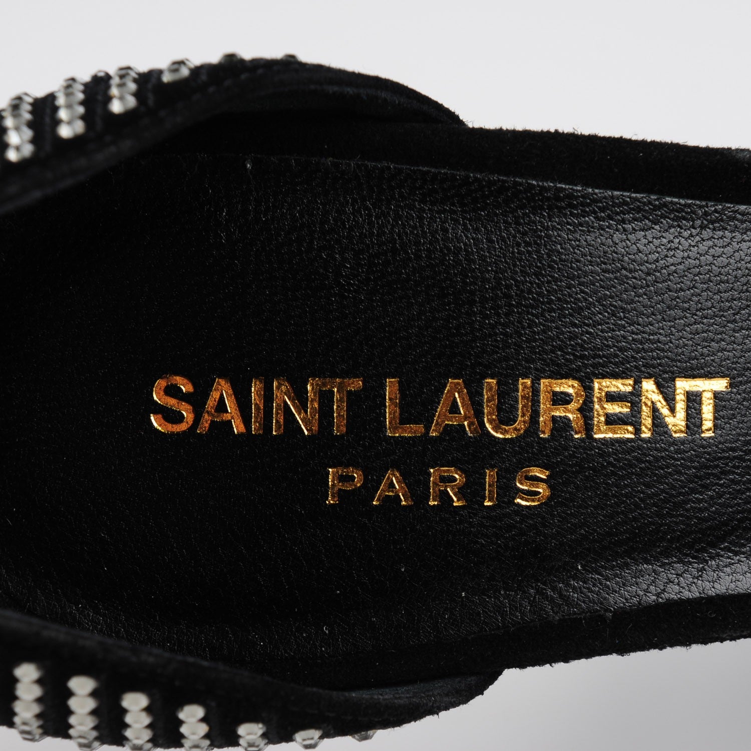 Saint Laurent Crystal Studded Suede Jane 110 Ankle Strap Sandals 41 Black 7 of 7