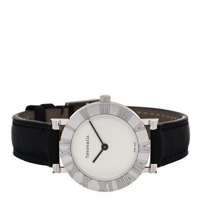 Tiffany Sterling Silver Calfskin 29mm Atlas Quartz Watch Black 2 of 5